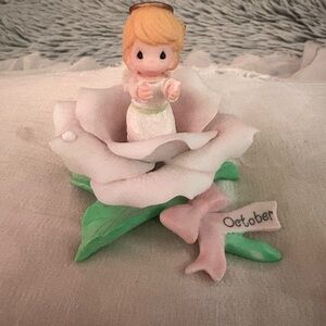 Mi Green and White Angel Figurine